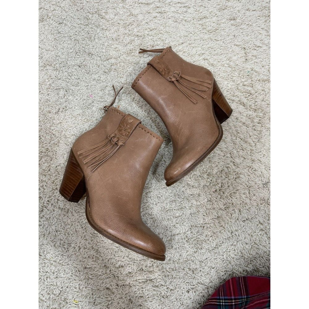 Jack Rogers Women's Greer Oak Tan Leather Block Heel Western Booties Size 7 M - Picture 7 of 12